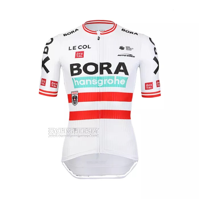 2022 Cycling Jersey Bora-Hansgrone Red White Short Sleeve and Bib Short